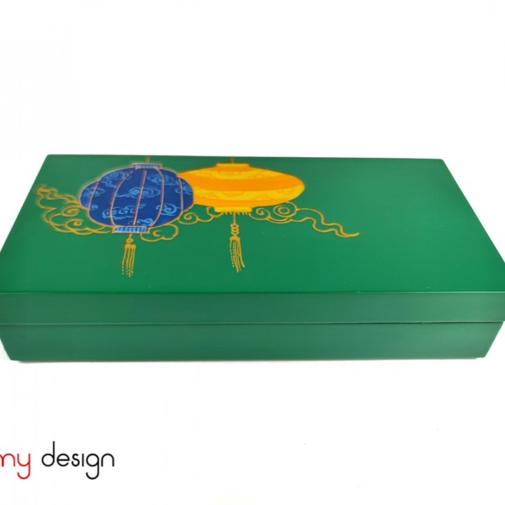 Rectangle lacquer box hand-painted with lantern 12*25*H5 cm